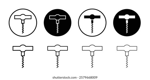 Corkscrew opener icon Outline thin set pack series
