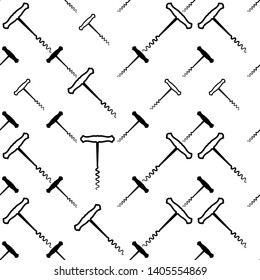Corkscrew Opener Icon Seamless Pattern Vector Art Illustration