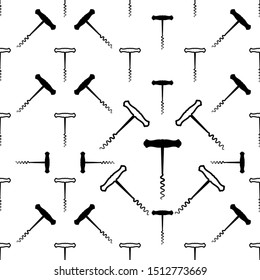 Corkscrew Opener Icon Seamless Pattern Vector Art Illustration