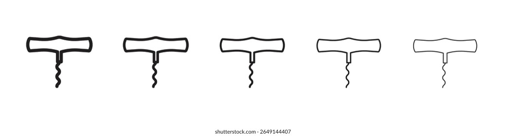 Corkscrew opener icon thin flat outline style vector sign