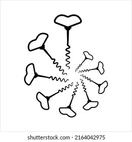 Corkscrew Opener Icon, Tool Used For Drawing Corks From Wine Bottles Vector Art Illustration