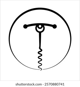 Corkscrew Opener Icon, Tool Used For Drawing Corks From Wine Bottles Vector Art Illustration