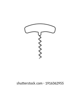 Corkscrew Opener Line Icon, Vector Art Illustration