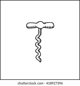 corkscrew opener  vector drawing illustration,  in hand drawn sketch style,  
for restaurant design