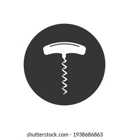 Corkscrew Opener White Icon, Vector Art Illustration