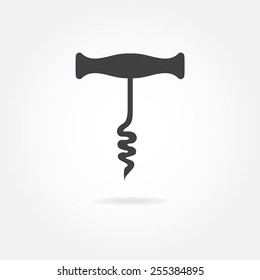 Corkscrew or opener for wine bottle icon. Vector illustration.