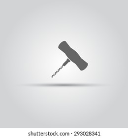 Corkscrew or opener for wine bottle isolated vector silhouette icon