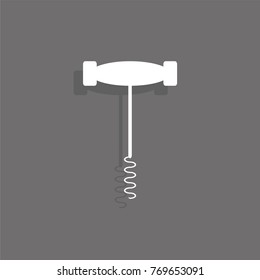 Corkscrew for opening bottles. Vector icon.