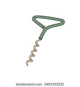 corkscrew outline color vector illustration