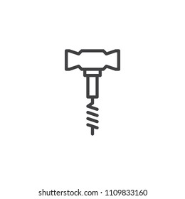 Corkscrew outline icon. linear style sign for mobile concept and web design. Wine bottle opener simple line vector icon. Symbol, logo illustration. Pixel perfect vector graphics