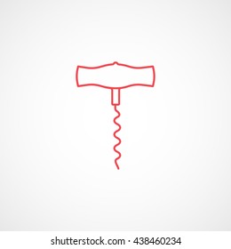 Corkscrew Red Line Icon On White Background