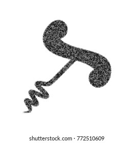 Corkscrew sign illustration. Vector. Black icon from many ovelapping circles with random opacity on white background. Noisy. Isolated.