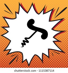 Corkscrew sign illustration. Vector. Comics style icon on pop-art background.