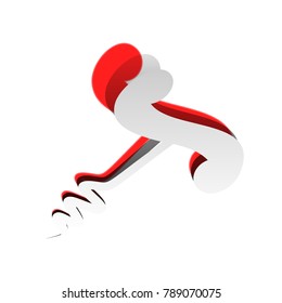 Corkscrew sign illustration. Vector. Detachable paper icon with red body stock. Isolated.