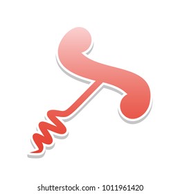 Corkscrew sign illustration. Vector. Reddish icon with white and gray shadow on white background. Isolated.
