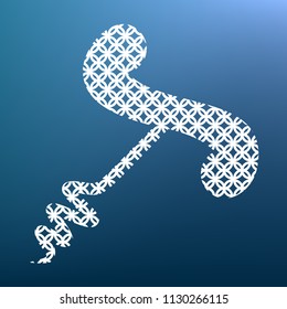 Corkscrew sign illustration. Vector. White textured icon at lapis lazuli gradient background.