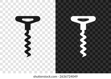 Corkscrew silhouette icon logo isolated on transparent background. Vector illustration.
