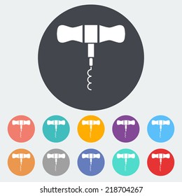 Corkscrew. Single flat icon on the circle. Vector illustration.
