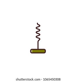 Corkscrew symbol in a flat style. Emblem tools for wine.