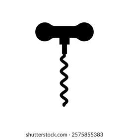 Corkscrew symbol icon. Wine bottle corkscrew