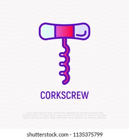 Corkscrew thin line icon. Modern vector illustration of wine opener.