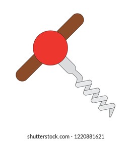 Corkscrew Tool cartoon. Outlined illustration with thin line black stroke