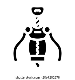 corkscrew tool glyph icon vector. sign. isolated contour symbol black illustration