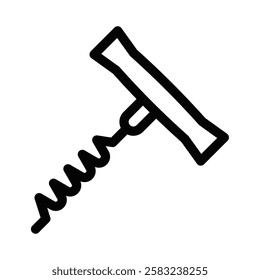 Corkscrew tool icon in outline style, vector illustration. Editable stroke.