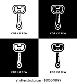 Corkscrew Tool Vector Illustration. Corkscrew To Open Bottle Logo Icon Design Line And Glyph Style