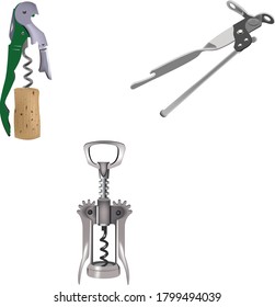corkscrew for uncorking closed bottles with cork stoppers