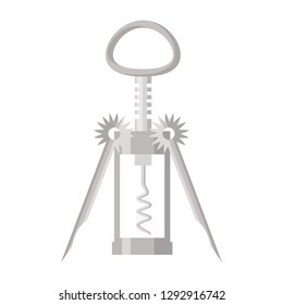 corkscrew utensil on white background vector illustration