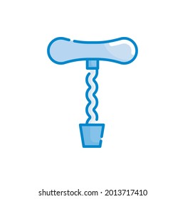 Corkscrew vector blue colours icon style illustration. EPS 10 file 