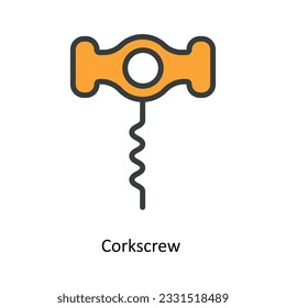 Corkscrew Vector   Fill outline Icon Design illustration. Kitchen and home  Symbol on White background EPS 10 File 