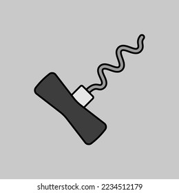Corkscrew vector grayscale icon. Kitchen appliances. Graph symbol for cooking web site design, logo, app, UI