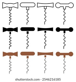 Corkscrew vector icon collection. vector illustration set.