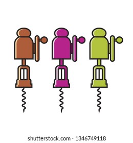 corkscrew vector icon color variations isolated on white