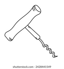 Corkscrew vector icon in doodle style. Symbol in simple design. Cartoon object hand drawn isolated on white background.