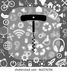 Corkscrew vector icon - matte glass button on background consisting of  different icons
