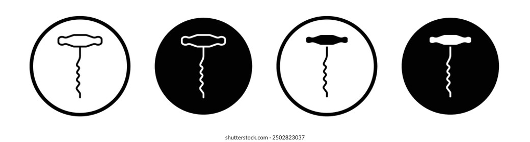Corkscrew vector icon set black filled and outlined style.