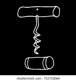 Corkscrew vector illustration. Doodle style. Design icon, print, logo, poster, symbol, decor, textile, paper, card. 