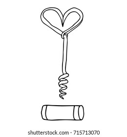Corkscrew vector illustration. Doodle style. Design icon, print, logo, poster, symbol, decor, textile, paper, card. 