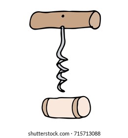 Corkscrew vector illustration. Doodle style. Design icon, print, logo, poster, symbol, decor, textile, paper, card. 