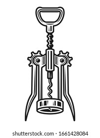 Corkscrew vector object or design element detailed illustration in black style isolated on white background