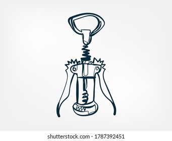 corkscrew vector one line art isolated illustration