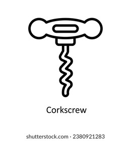 Corkscrew  vector  outline Design illustration. Symbol on White background EPS 10 File 