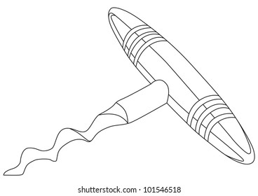 Corkscrew (wine opener) on white. Vector illustration. Contour