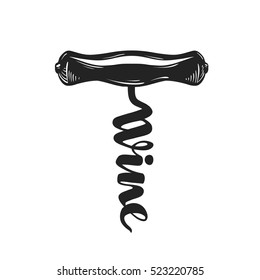 Corkscrew. Wine vector illustration