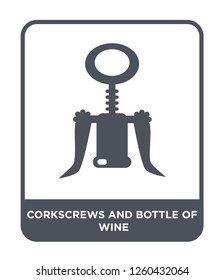 corkscrews and bottle of wine icon vector on white background., corkscrews and bottle of wine simple element illustration