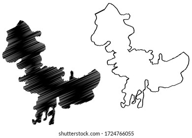 Corlu City (Republic of Turkey, Marmara Region) map vector illustration, scribble sketch City of Corlu map