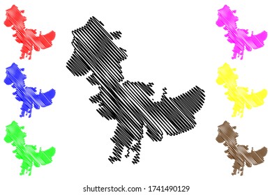 Corlu City (Republic of Turkey, Marmara Region) map vector illustration, scribble sketch City of Corlu map
